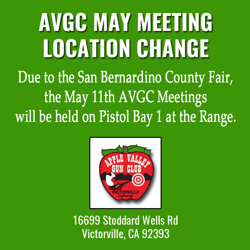 May 11th AVGC Meetings to be held onsite at the Range.